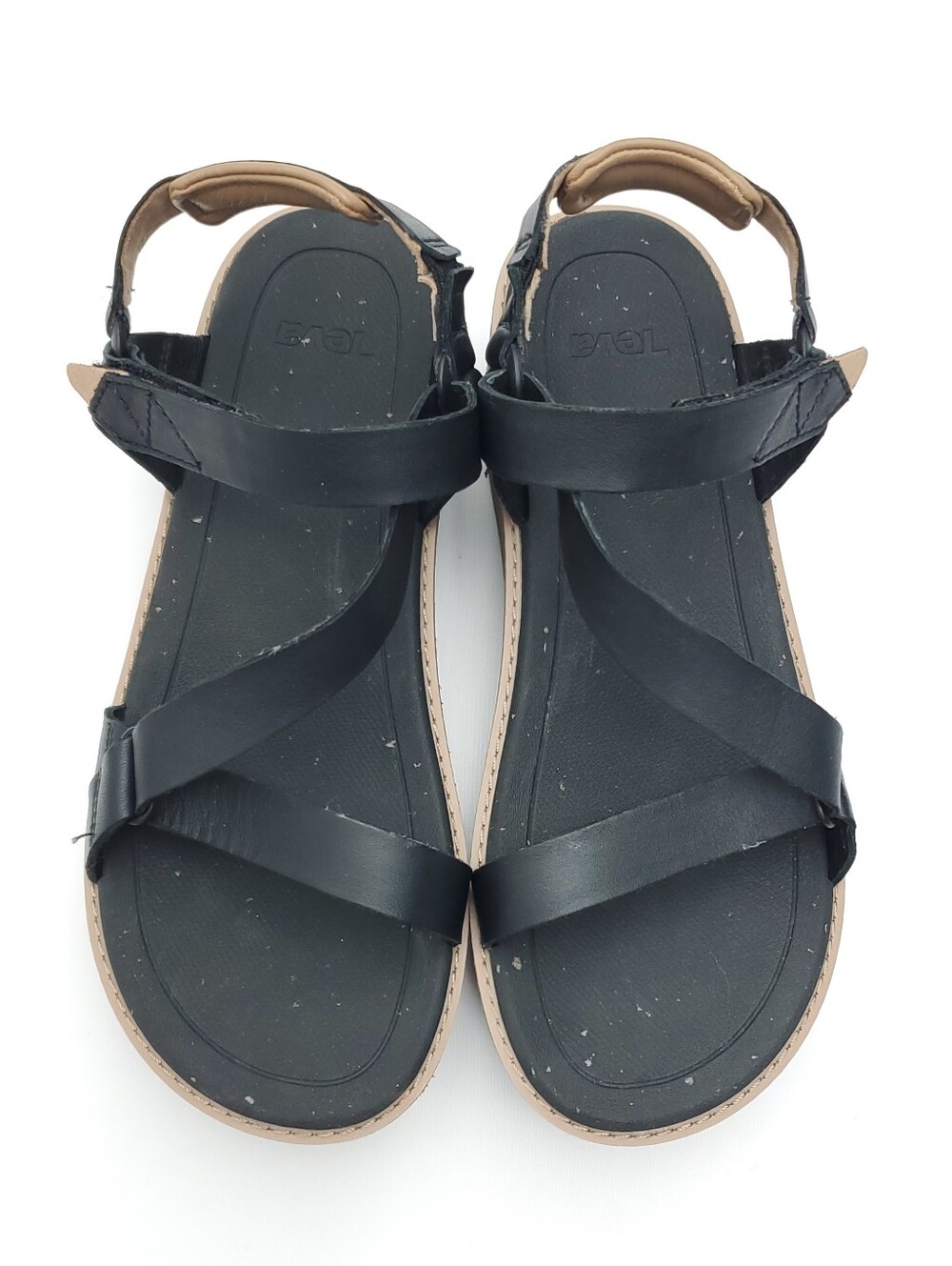 Teva Madera Wedge Leather Platform Sandals Black Open Toe Womens Size 9 Chunky - Picture 7 of 10